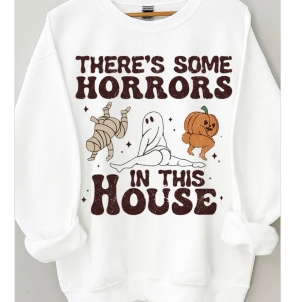 White Halloween Graphic Sweatshirt